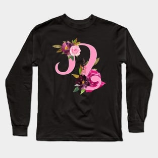 Leo Horoscope Zodiac Pink Flower Design Long Sleeve T-Shirt